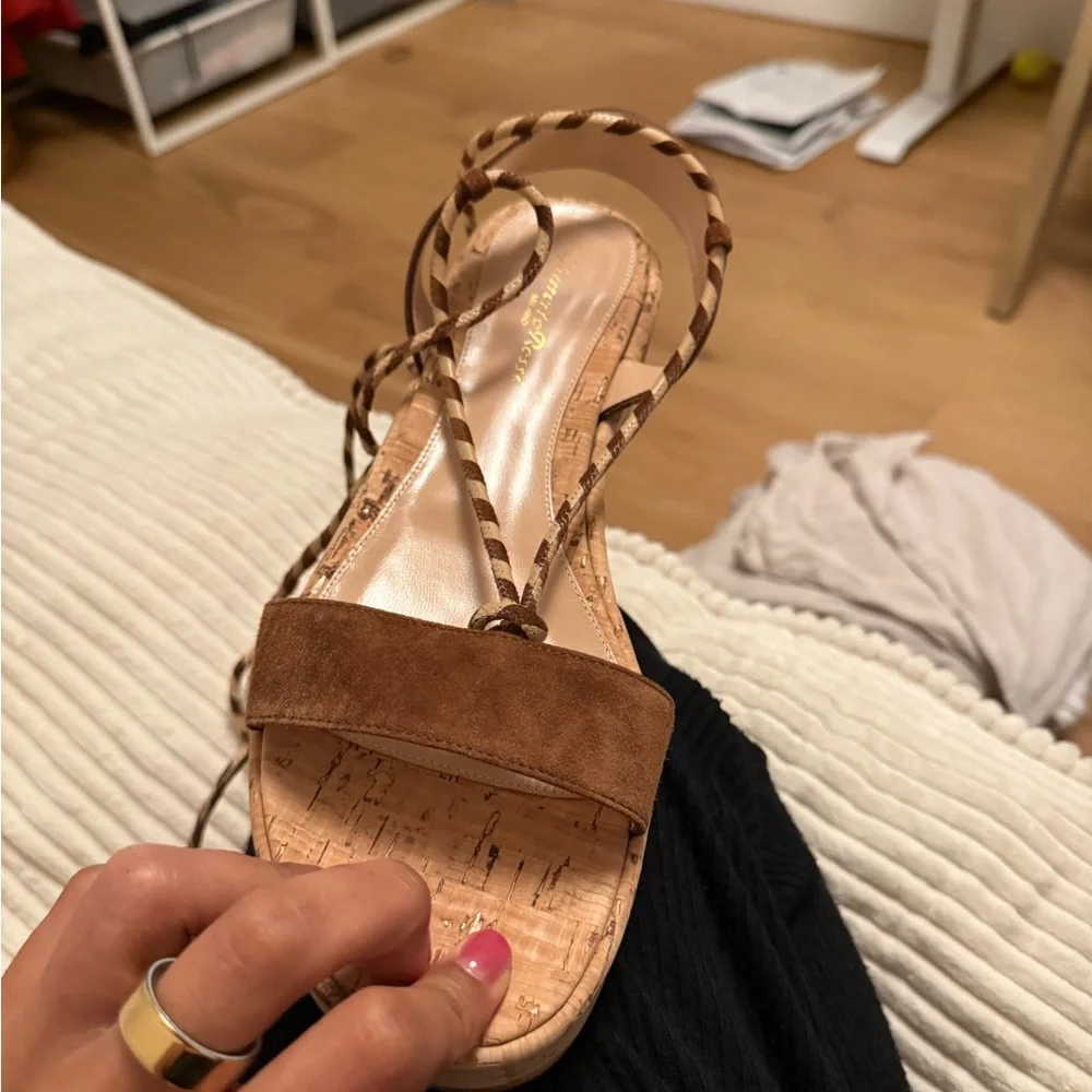 Gianvito Rossi Lace Up Cork Platform Sandals Size 41